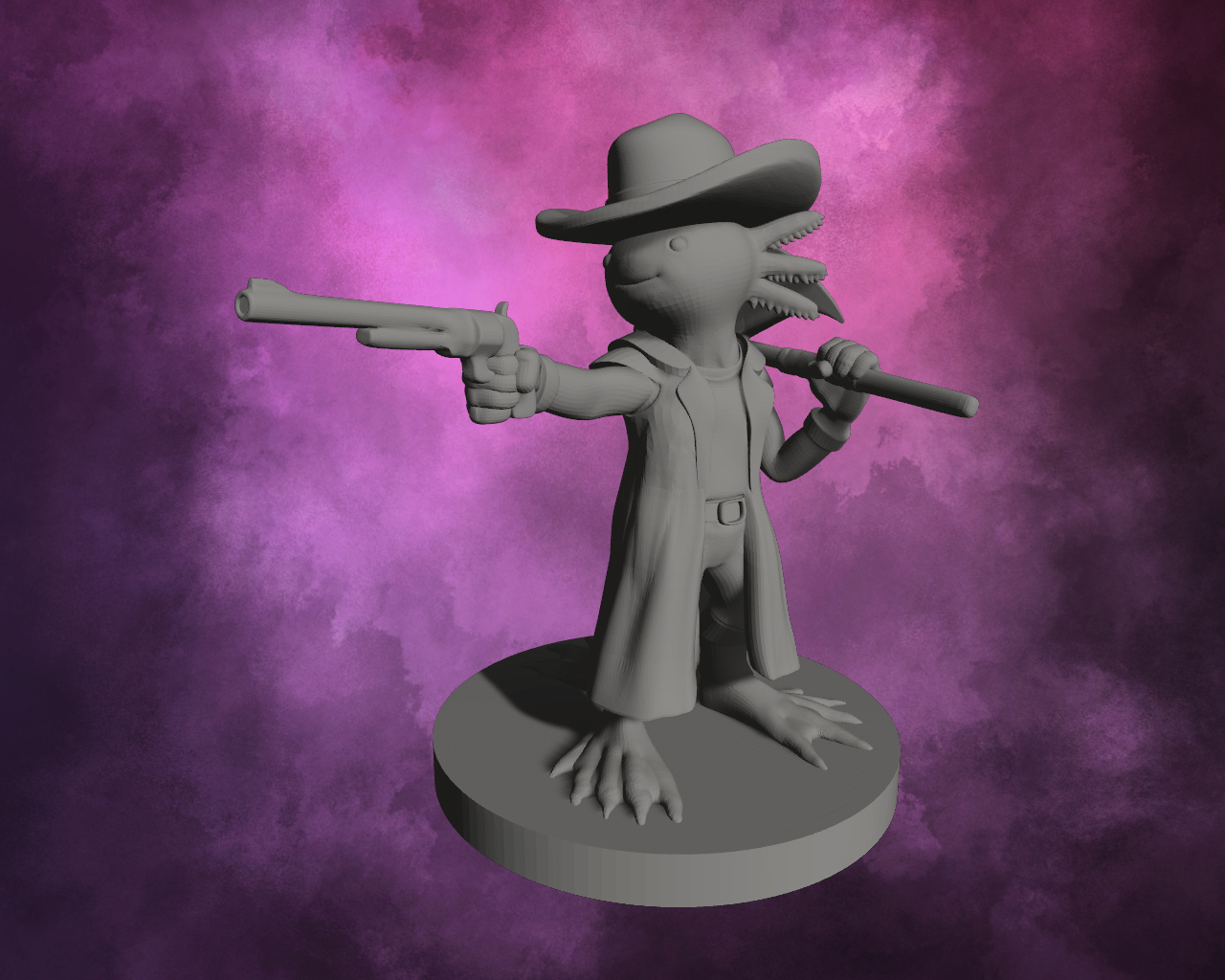 3D Printed Miniature - Axolotl Gunslinger