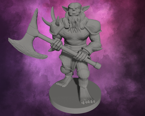 3D Printed Miniature - Bugbear with Axe
