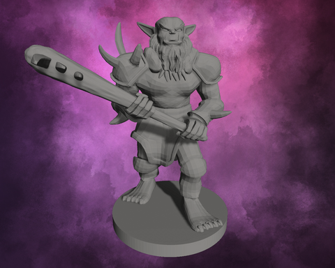 3D Printed Miniature - Bugbear with Club