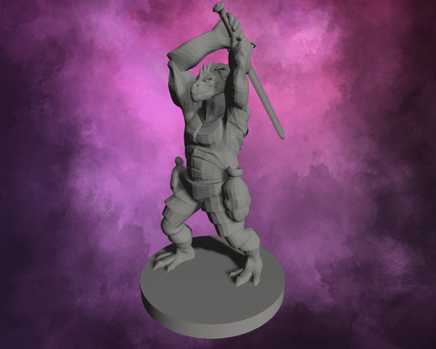 3D Printed Miniature - Dragonborn Barbarian with Sword