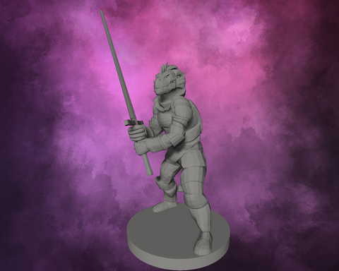 3D Printed Miniature - Dragonborn Fighter with Great Weapon Style 2