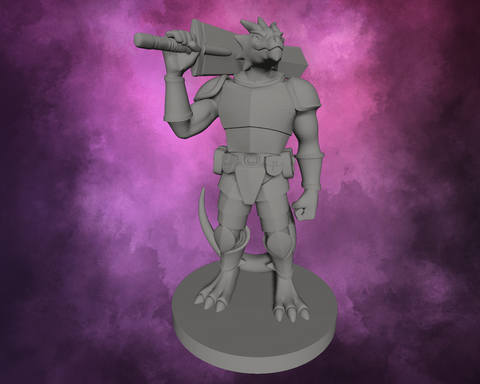3D Printed Miniature - Dragonborn Fighter with Great Weapon Style 4