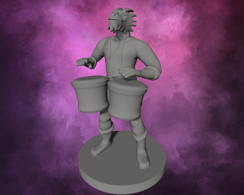 3D Printed Miniature - Dragonborn Male Bard with Bongos