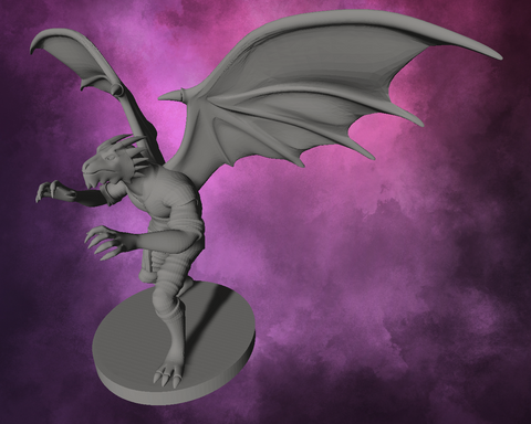 3D Printed Miniature - Dragonborn Male Monk with Wings