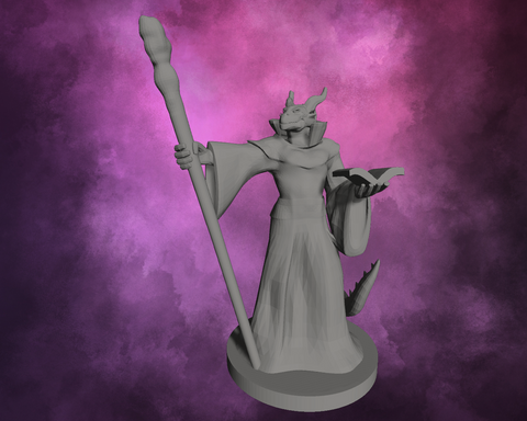 3D Printed Miniature - Dragonborn Male Wizard