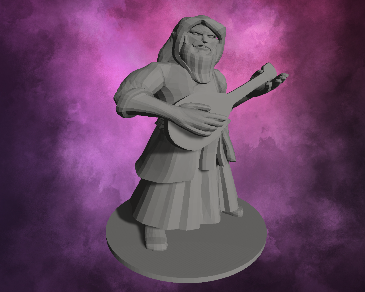 3D Printed Miniature - Dwarf Bard Style 2