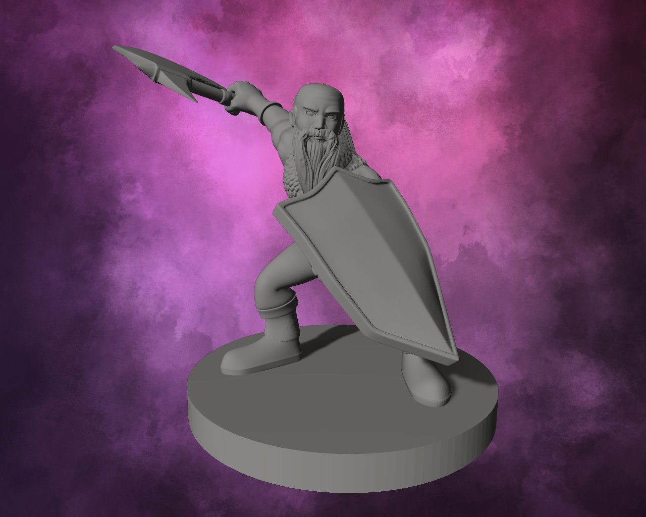 3D Printed Miniature - Dwarf Fighter Style 1