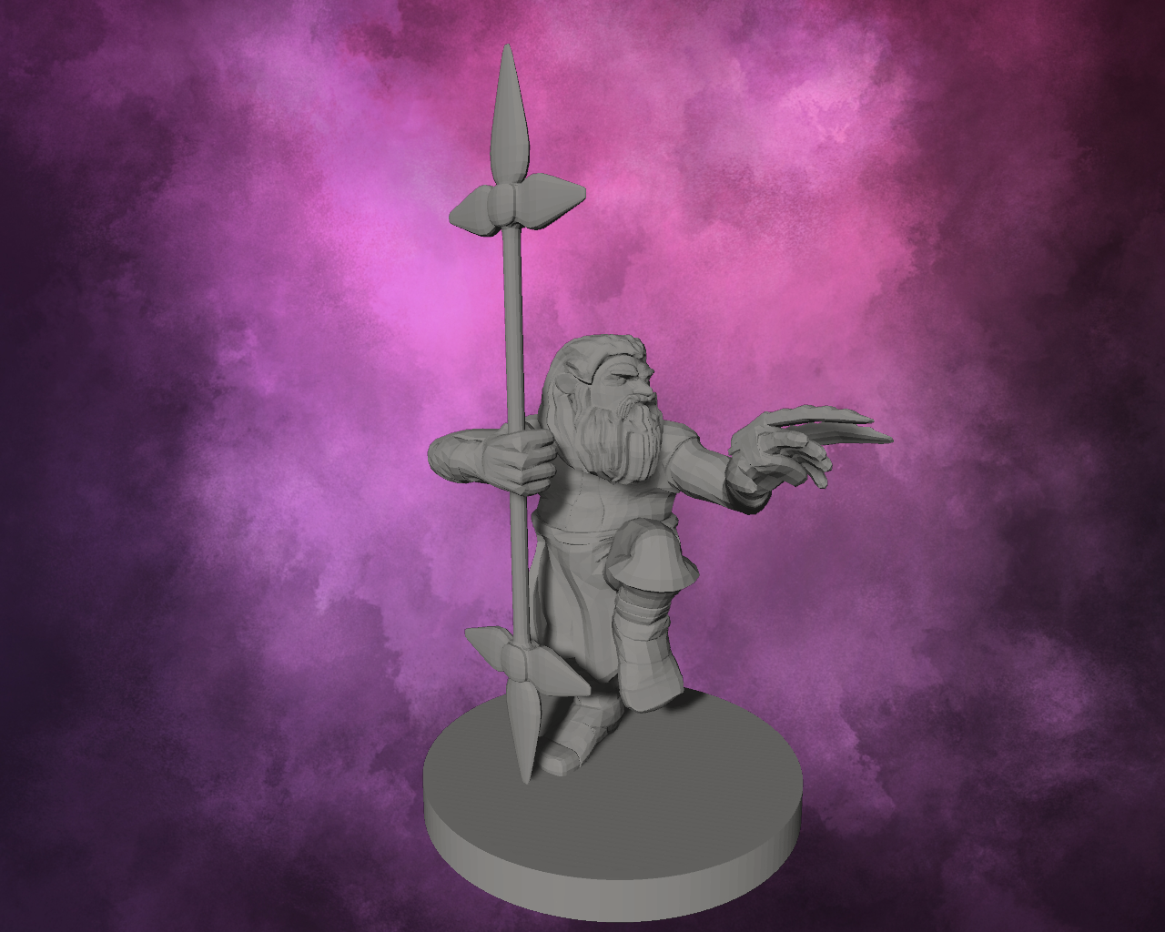3D Printed Miniature - Dwarf Monk with Weapons