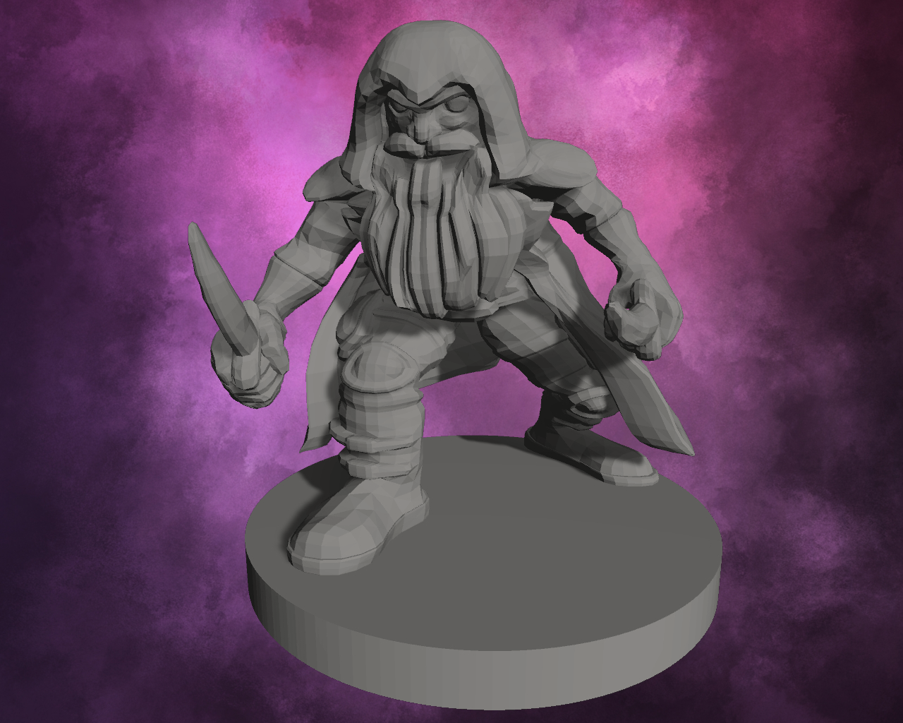 3D Printed Miniature - Dwarf Rogue