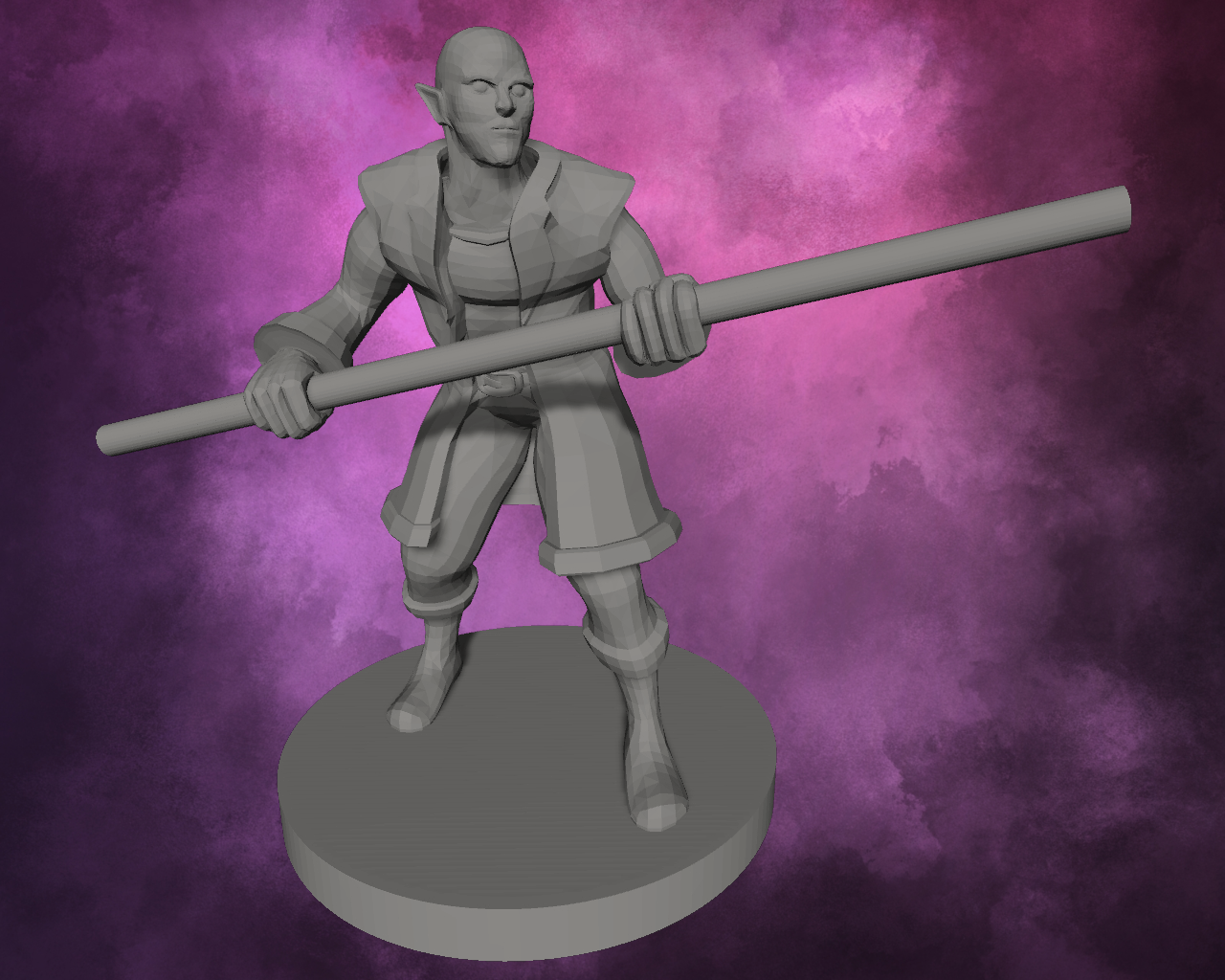 3D Printed Miniature - Half Elf Male Monk