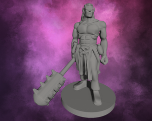 3D Printed Miniature - Half Orc Male Monk with Kanabo