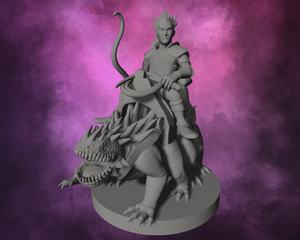 3D Printed Miniature - Halfling Cavalier on Basilisk