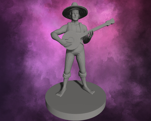 3D Printed Miniature - Hillbilly Human Male Bard