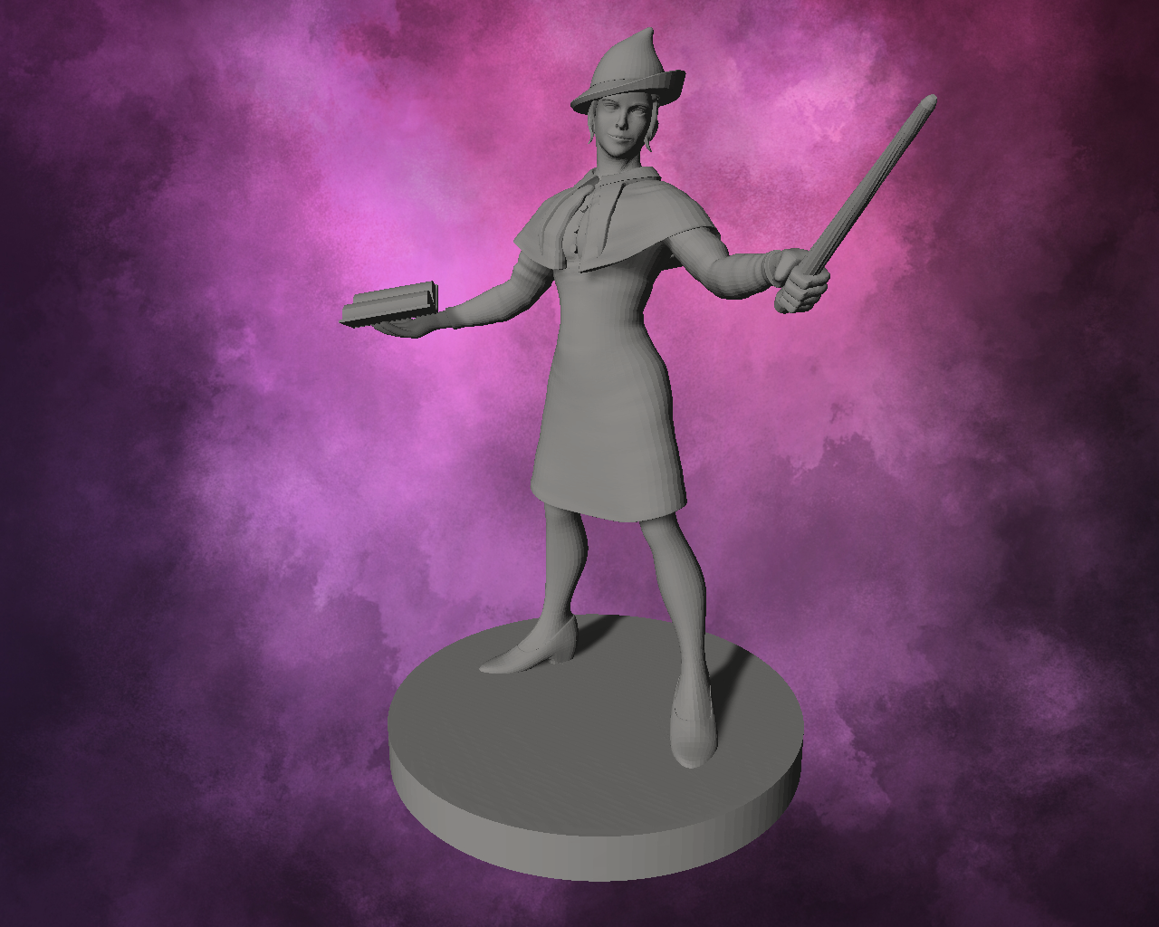 3D Printed Miniature - Human Female Wizard Elegant