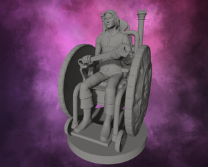 3D Printed Miniature - Human Male Artificer on Battle Wheelchair