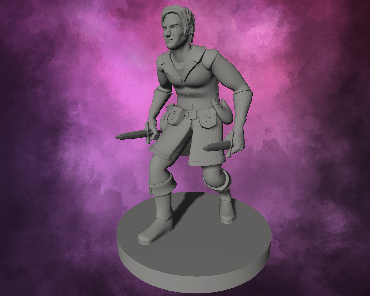 3D Printed Miniature - Human Male Rogue Style 1