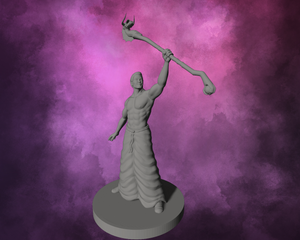 3D Printed Miniature - Human Male Wizard with Dragon Staff