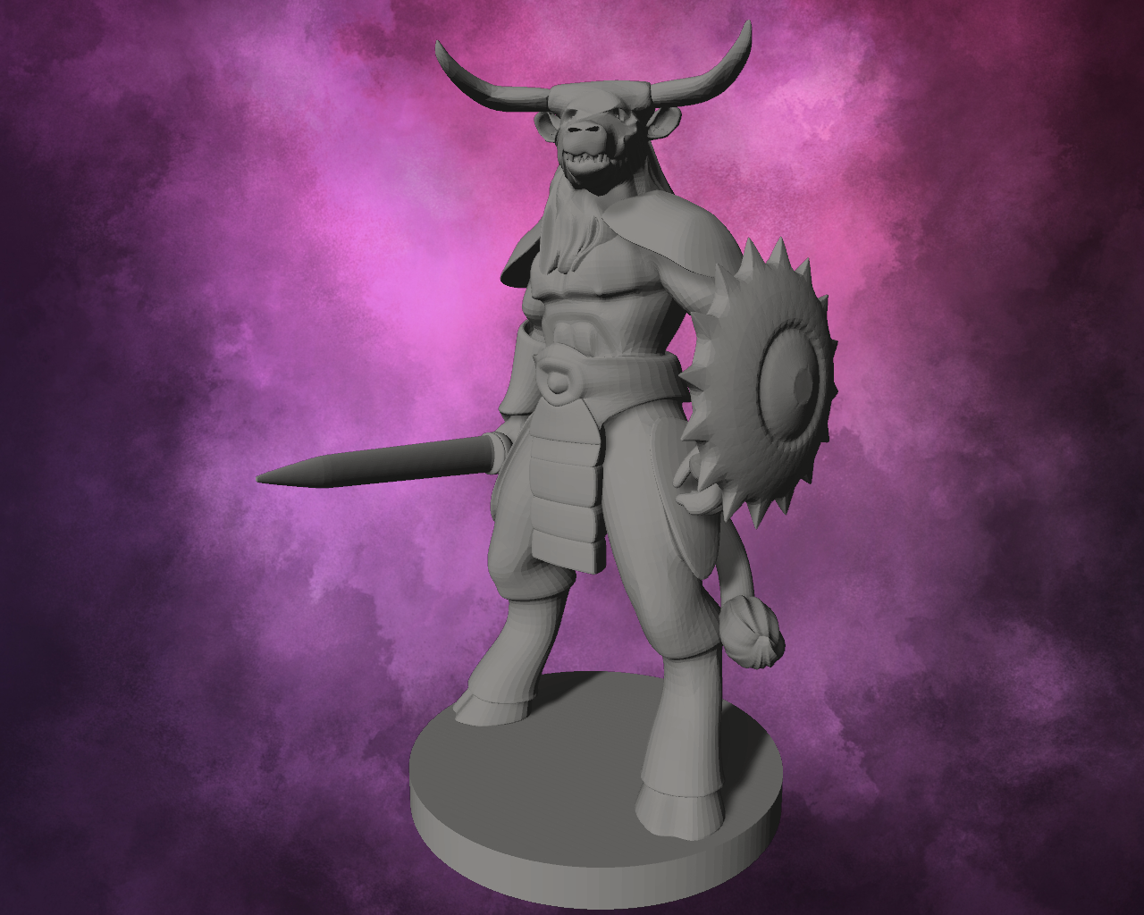 3D Printed Miniature - Minotaur Gladiator