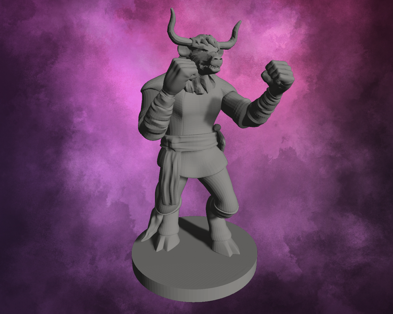 3D Printed Miniature - Minotaur Monk