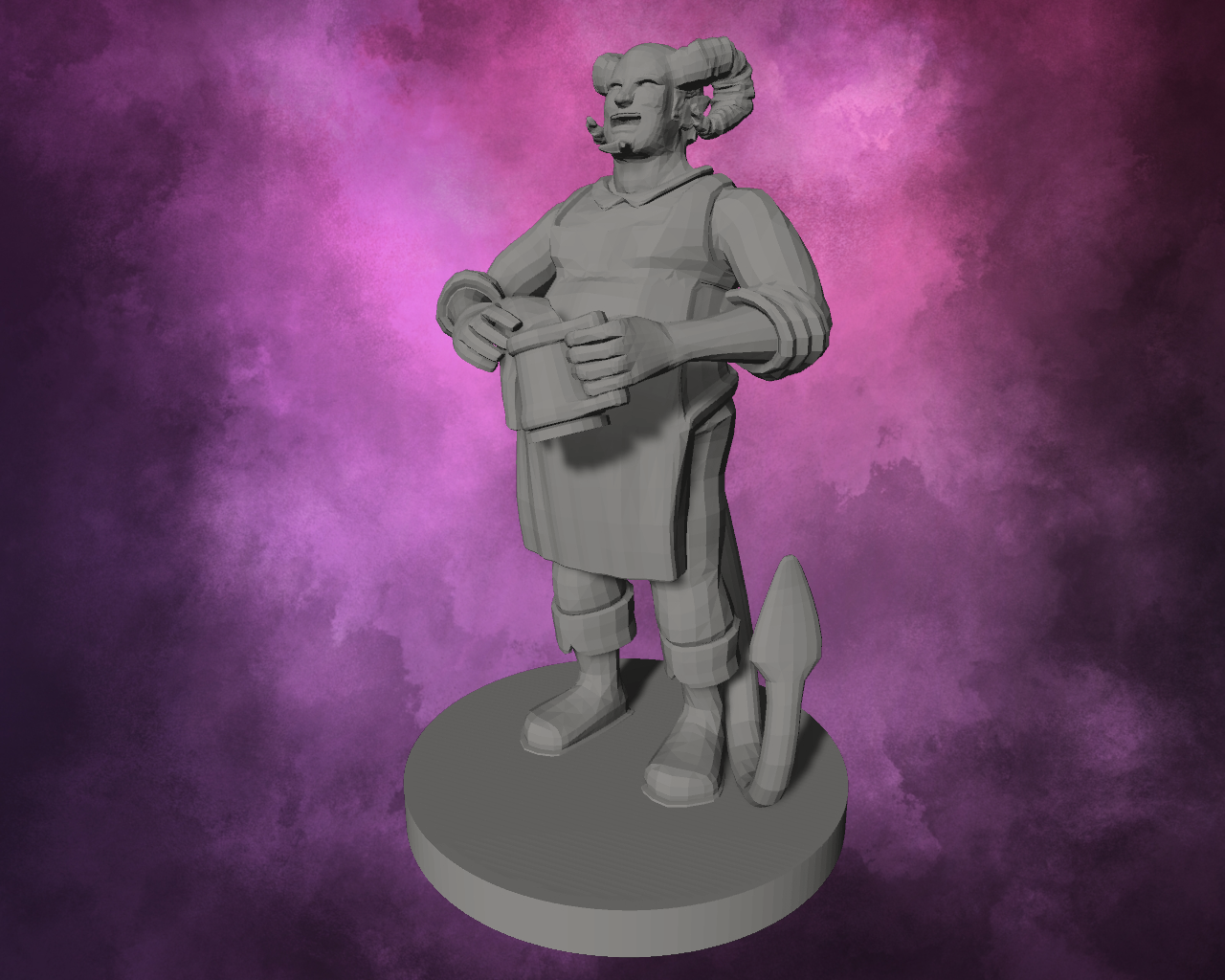 3D Printed Miniature - Tiefling Barkeeper