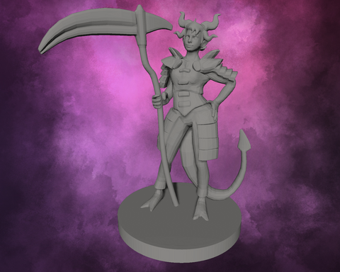 3D Printed Miniature - Tiefling Female Death Cleric Style 1