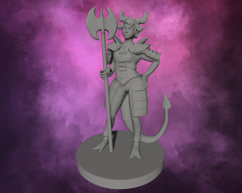 3D Printed Miniature - Tiefling Female Death Cleric Style 2