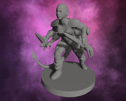 3D Printed Miniature - Tiefling Female Rogue four Arms