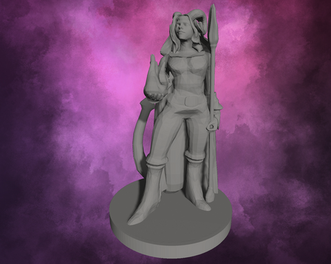 3D Printed Miniature - Tiefling Female Warlock Style 1