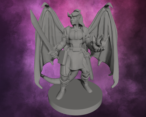 3D Printed Miniature - Tiefling Female Warlock Style 3