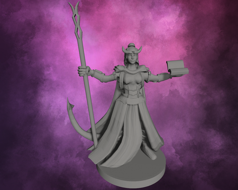 3D Printed Miniature - Tiefling Female Wizard with Staff