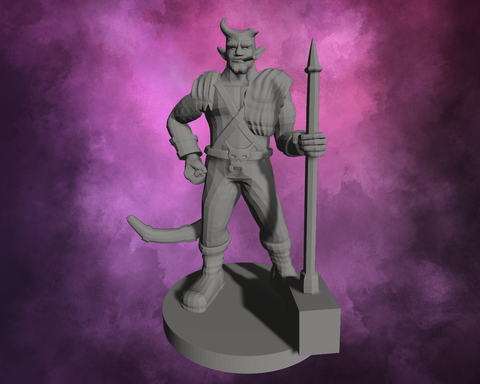 3D Printed Miniature - Tiefling Male Barbarian