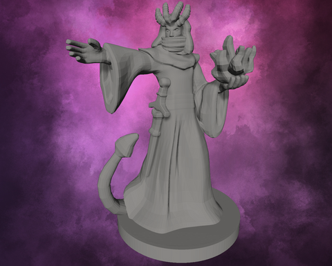 3D Printed Miniature - Tiefling Male Sorcerer with four Horns