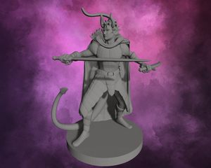 3D Printed Miniature - Tiefling Ranger with two Sword