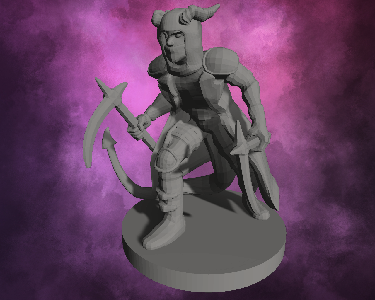 3D Printed Miniature - Tiefling Rogue with Scythes