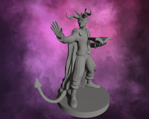 3D Printed Miniature - Tiefling Wizard with Beast Horns