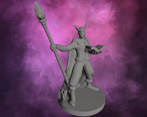 3D Printed Miniature - Tiefling Wizard with Staff Style 1