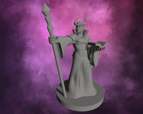 3D Printed Miniature - Tiefling Wizard with Staff Style 2