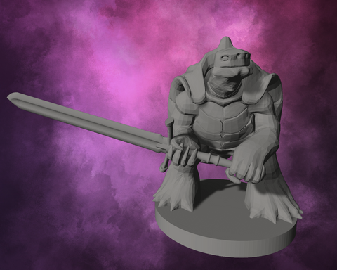 3D Printed Miniature - Turtlefolk Fighter with Great Weapon