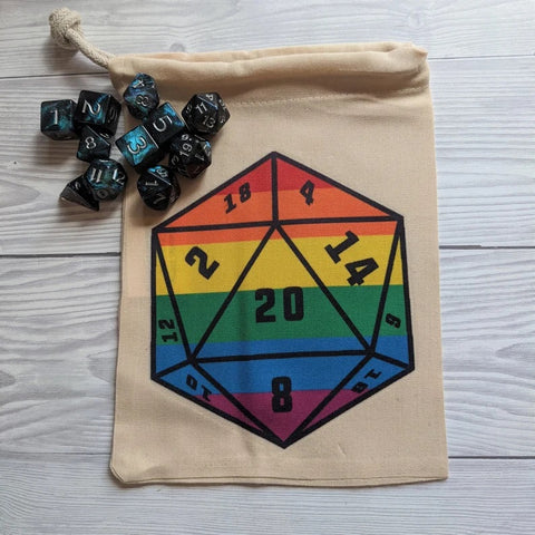 Large Dice bag - D20 Rainbow Pride