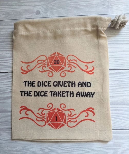 Large Dice Bag - The Dice Giveth and The Dice Taketh