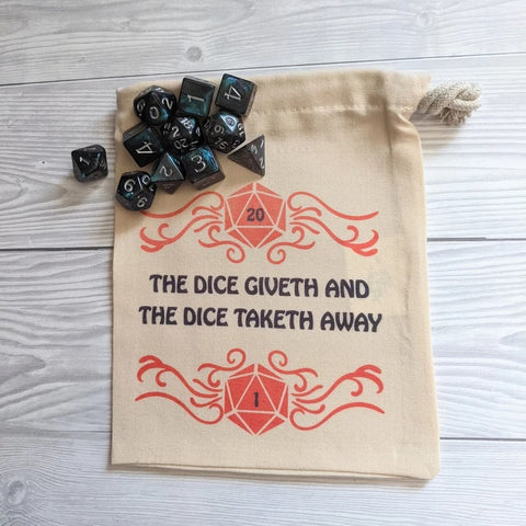 Large Dice Bag - The Dice Giveth and The Dice Taketh